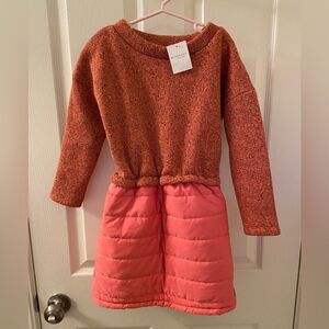Giordano Junior Girls Georgia Peach Sweater Puffer Dress Size 120 6-7 Years NWT